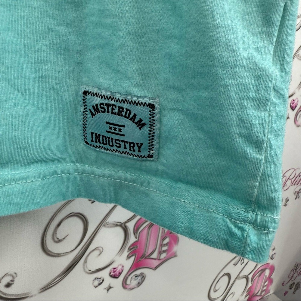 Amsterdam industry T-shirt blue green white Teal Amsterdam Graphic T-Shirt - Picture 6 of 10